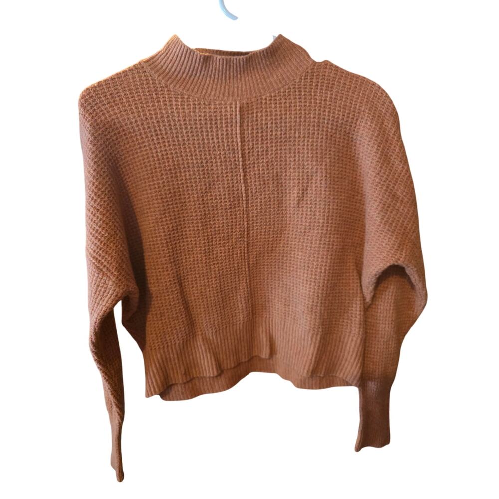 Ruby Moon Cropped Mock Neck Sweater S Womens Brown Long Sleeve‎ Normcore Boho